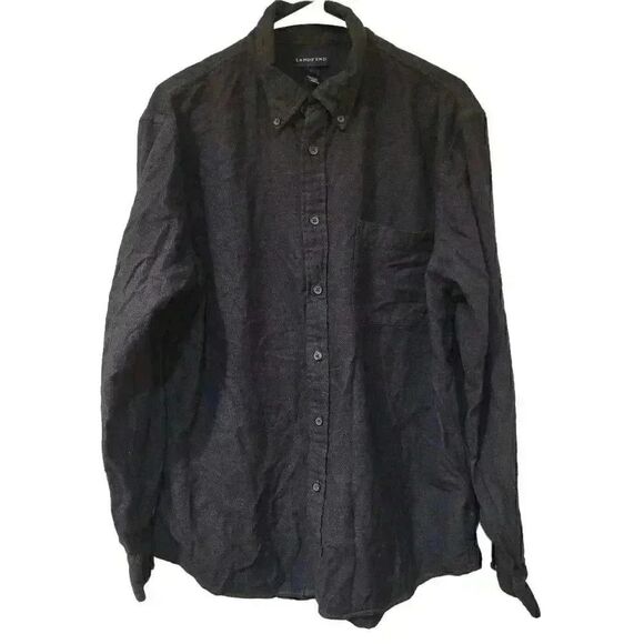 Land's End Men's Charcoal Gray Baumwolle Long Sleeve Button Down Shirt - Picture 1 of 11